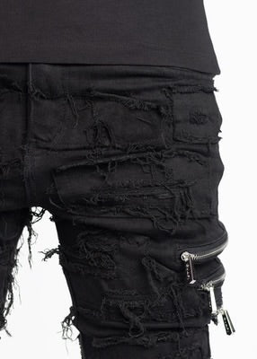 GUAPI-OBSIDIAN BLACK DISTRESSED DENIM