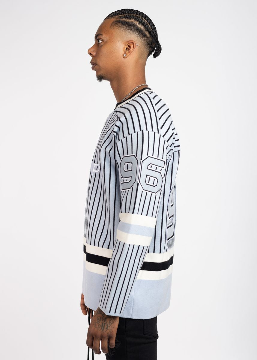 GUAPI-Baby Blue Knit Hockey Jersey
