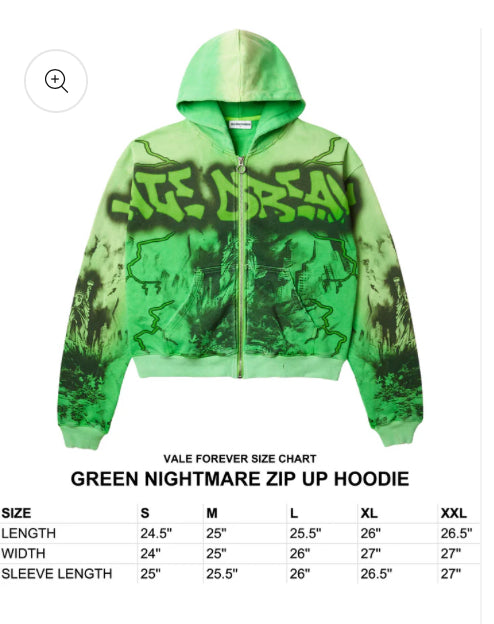 VALEGREEN NIGHTMARE ZIP UP HOODIE