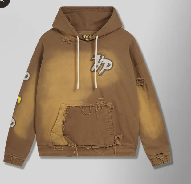 HYDEPARK-Work Wear Distressed Hoodie - Canyon