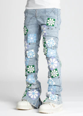 GUAPI-AQUA BLUE FLOWERS DENIM-217ABFD