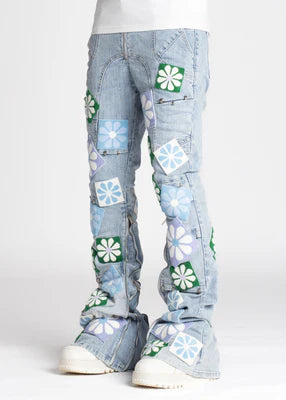 GUAPI-AQUA BLUE FLOWERS DENIM-217ABFD