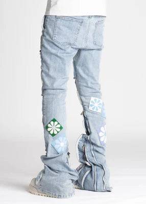 GUAPI-AQUA BLUE FLOWERS DENIM-217ABFD