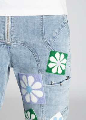 GUAPI-AQUA BLUE FLOWERS DENIM-217ABFD