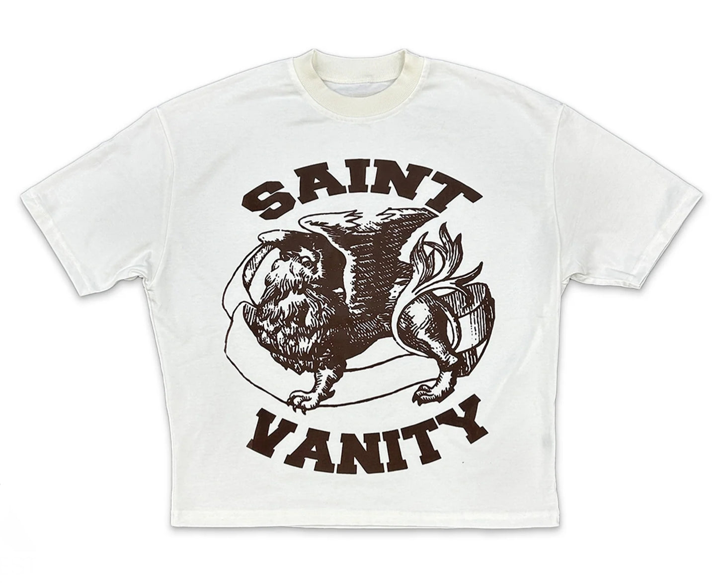 SAINT VANITY Brown Logo Tee "Cream"