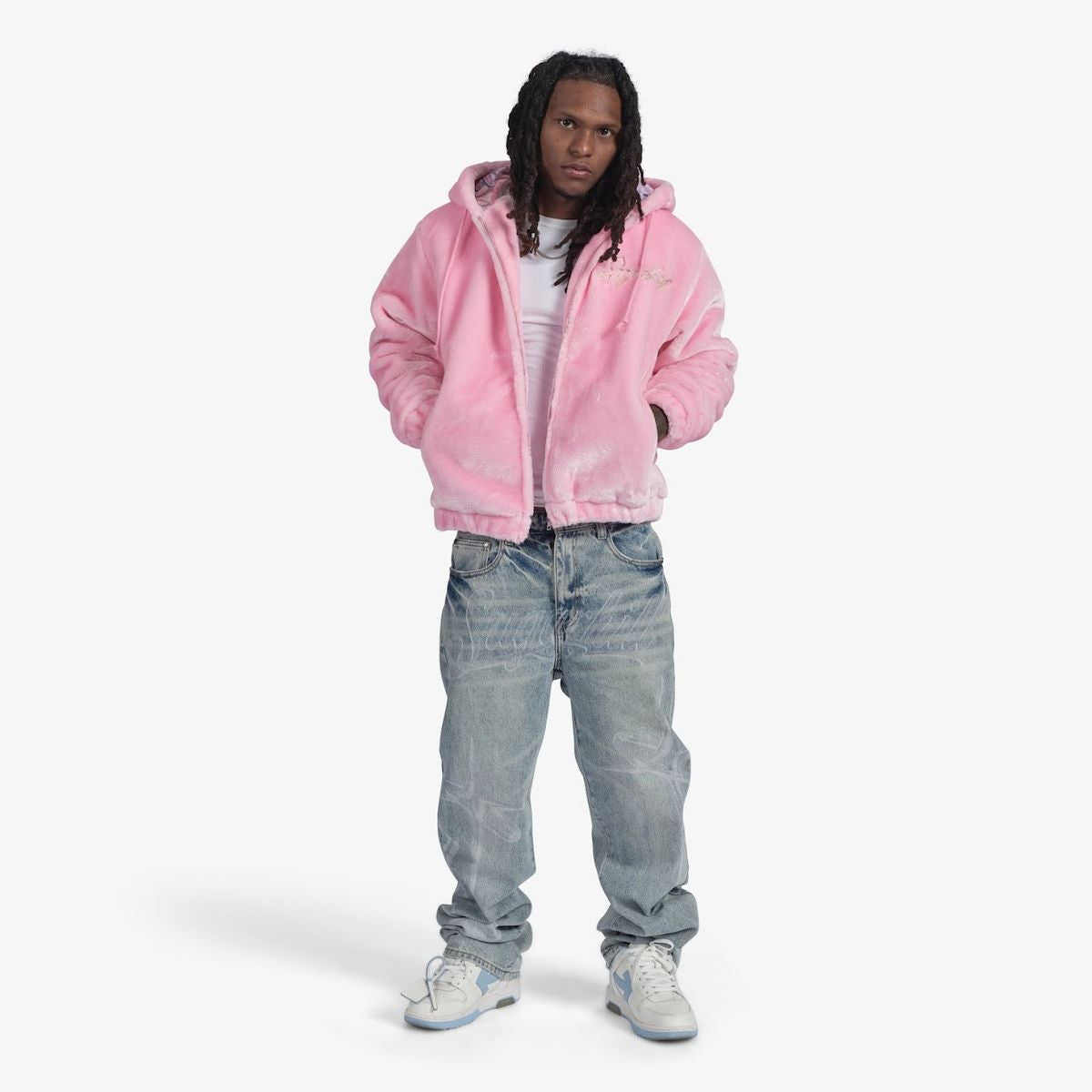 SUGARHILL-TRACES" FUR ZIP-UP HOODIE (PINK)-SH24-HOL-39