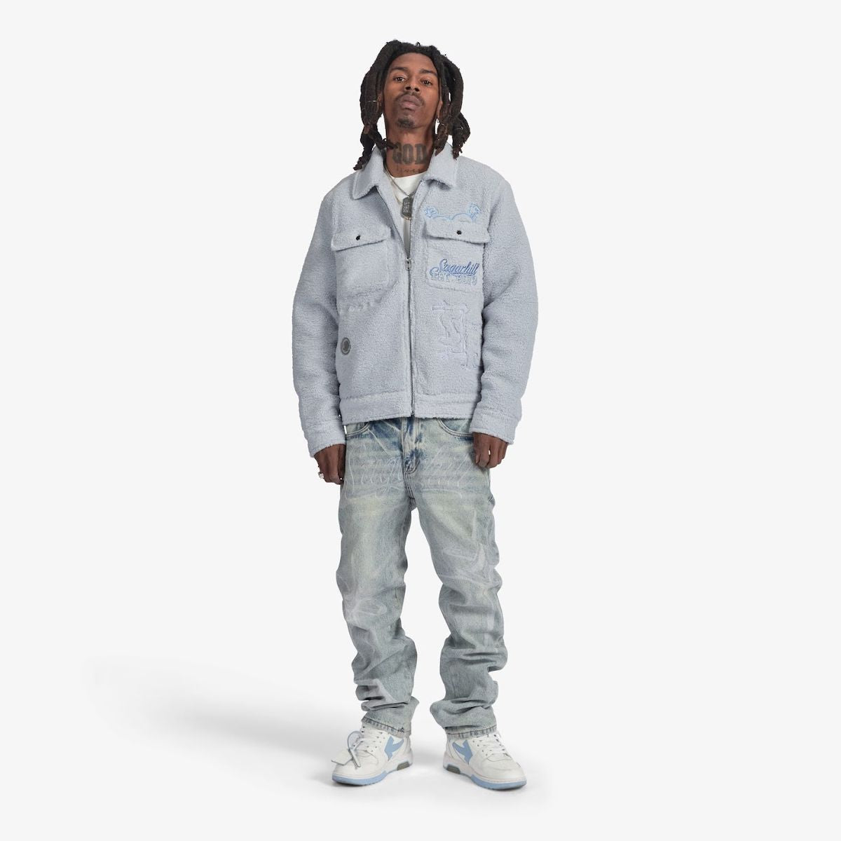 SUGARHILL-TOXINS" PLUSH JACKET (BABY BLUE)-SH24-HOL-13