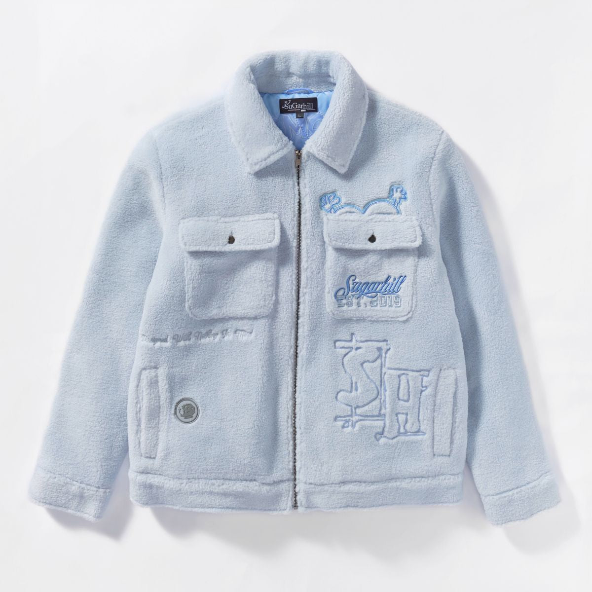 SUGARHILL-TOXINS" PLUSH JACKET (BABY BLUE)-SH24-HOL-13