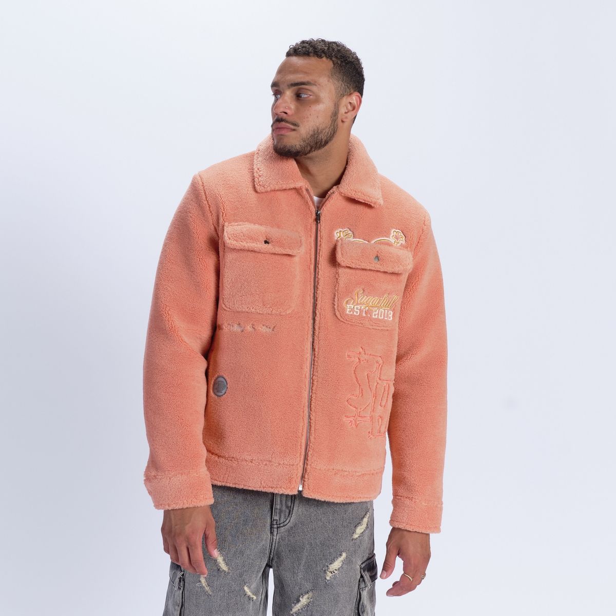 SUGERHILL-TOXINS" PLUSH JACKET (CORAL)-SH24-HOL-14