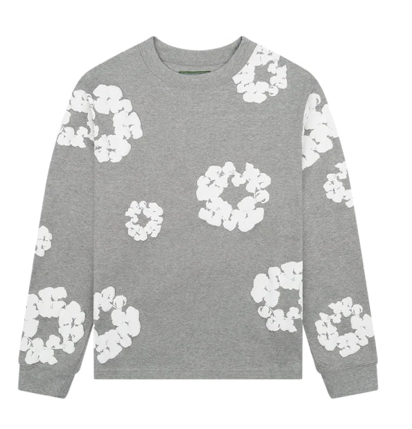 DENIM TEARS-Long Sleeve Cotton Wreath Tee Red-FW24TLS0062