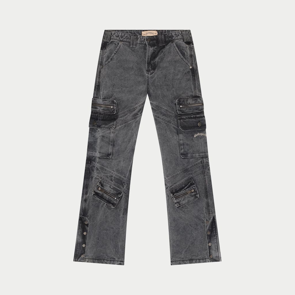GODSPEED-Rockstar Flare Cargo Denim (Grey Wash)