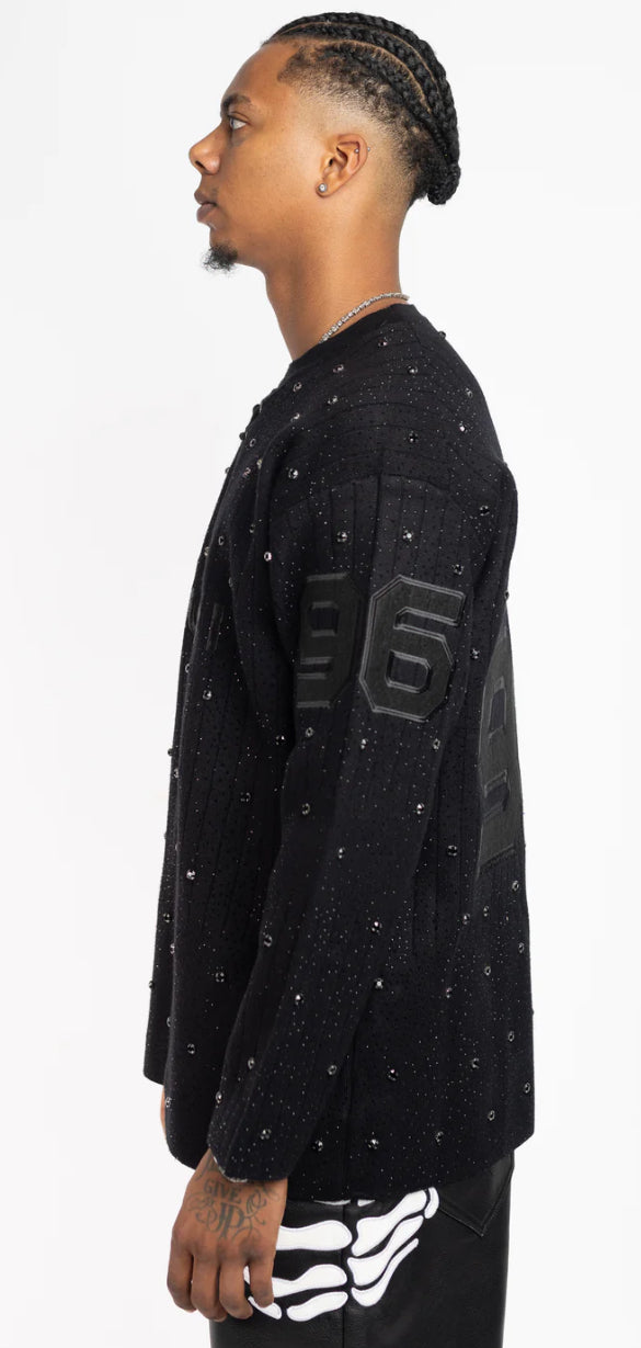 GUAPI-ALL BLACK KNIT HOCKEY JERSEY-263ABKHJ