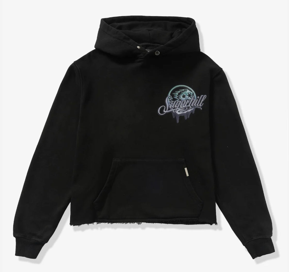"HELLISH" CROPPED HOODIE (BLACK VINTAGE)-SH24-HOL