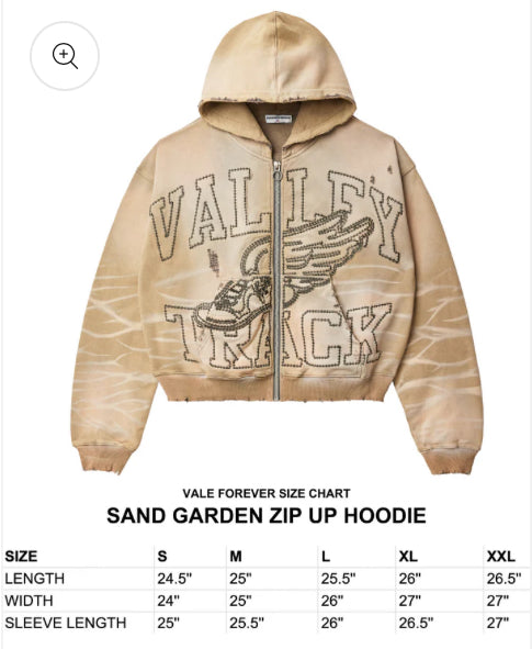 VALLEY-SAND GARDEN ZIP UP HOODIE