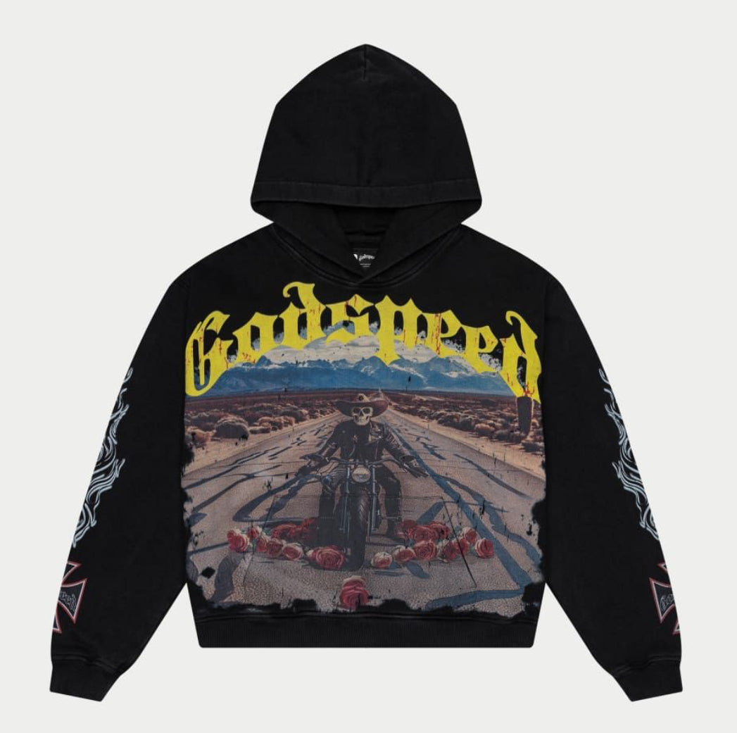 GODSPEED-Long Lonely Road Hoodie (Black Wash)
