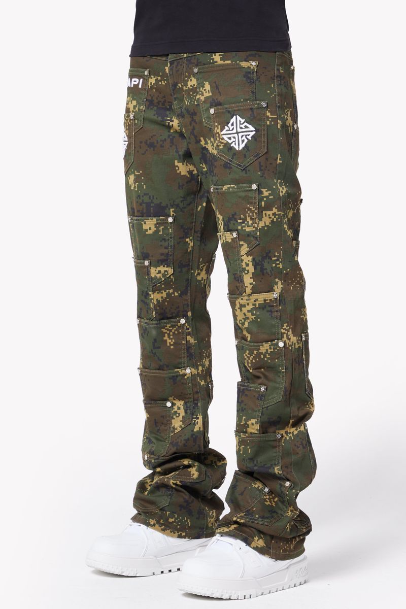 GUAPI-Camo Pockets Flared Denim-424CPFD