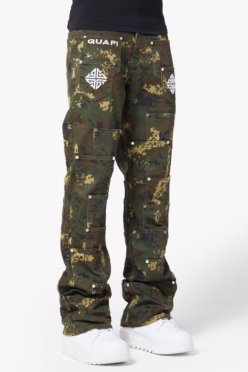 GUAPI-Camo Pockets Flared Denim-424CPFD