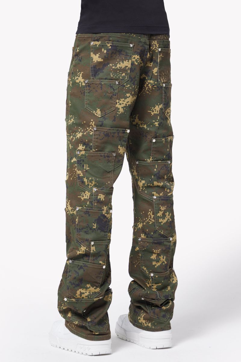 GUAPI-Camo Pockets Flared Denim-424CPFD