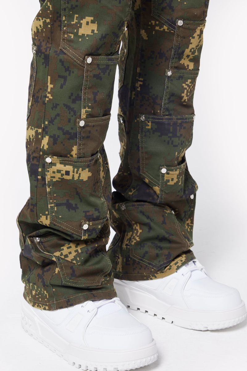 GUAPI-Camo Pockets Flared Denim-424CPFD