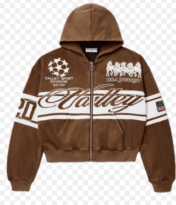 VALLEY-BLACK CURSIVE ZIP UP HOODIE