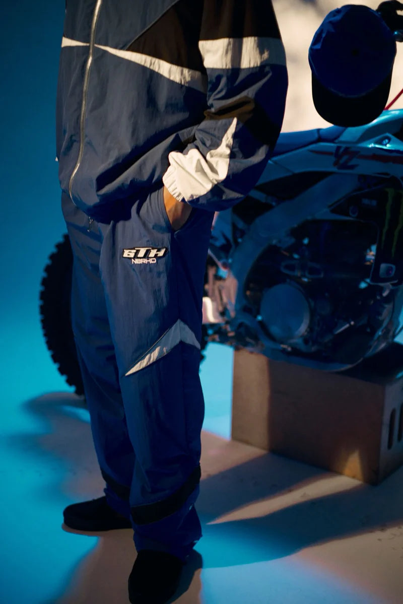 6TH-NBRHD-"SEVEN" NYLON PANTS - WHT/ROYAL-6TH-P4103