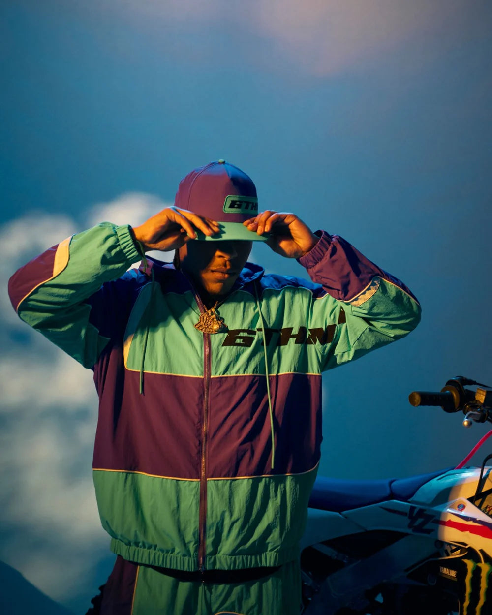 6TH-NBRHD-"NESS" HEADWEAR - PURP/AQUA-6TH-HA102