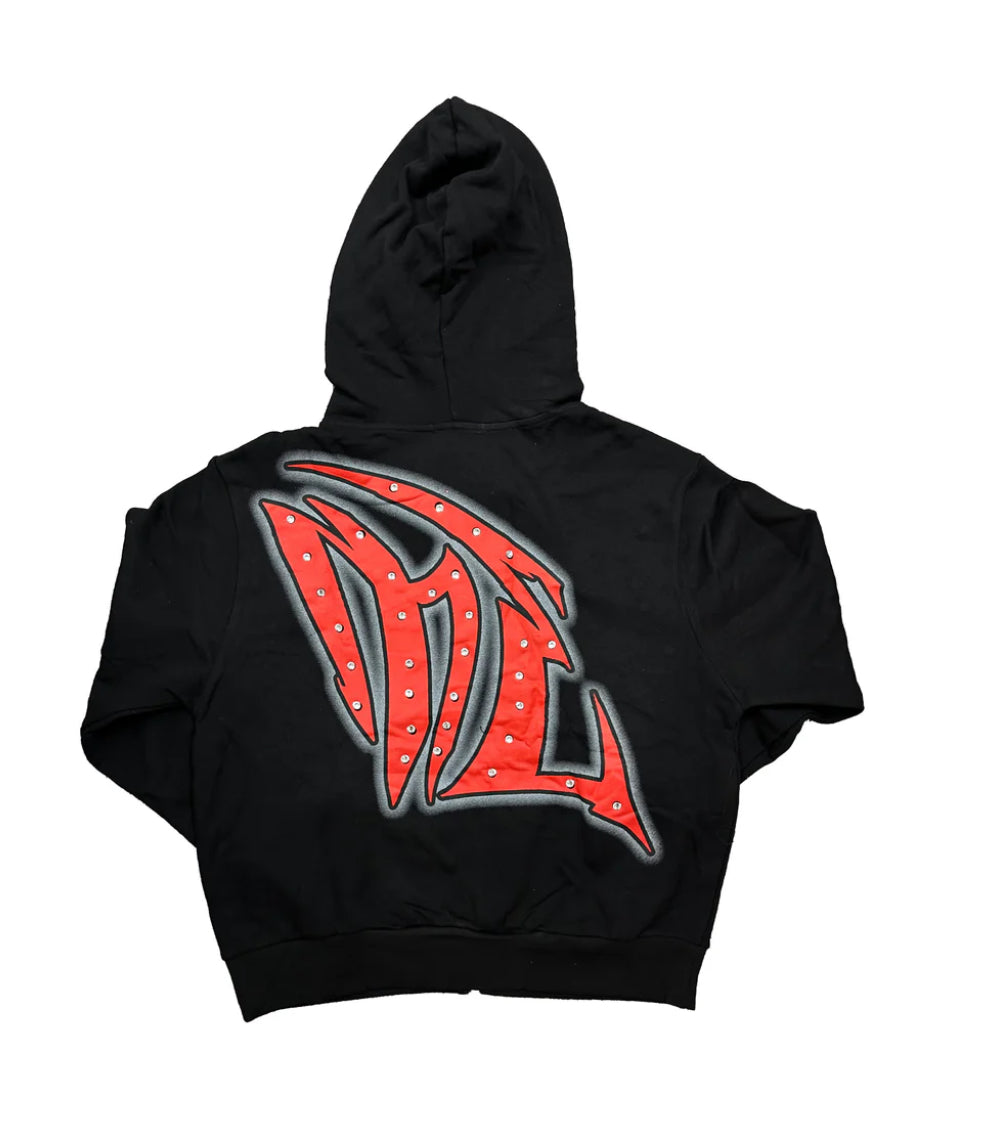 MIXED EMOTIONS-Black “Graffiti" Rhinestone Hoodie