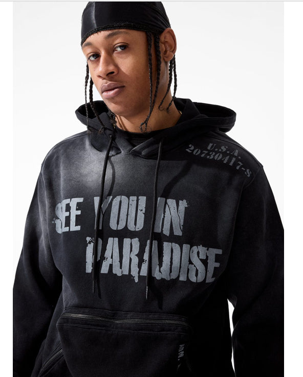 JORDAN CRAIG-INFANTRY DIVISION PULLOVER HOODIE (BLACK)-85673H