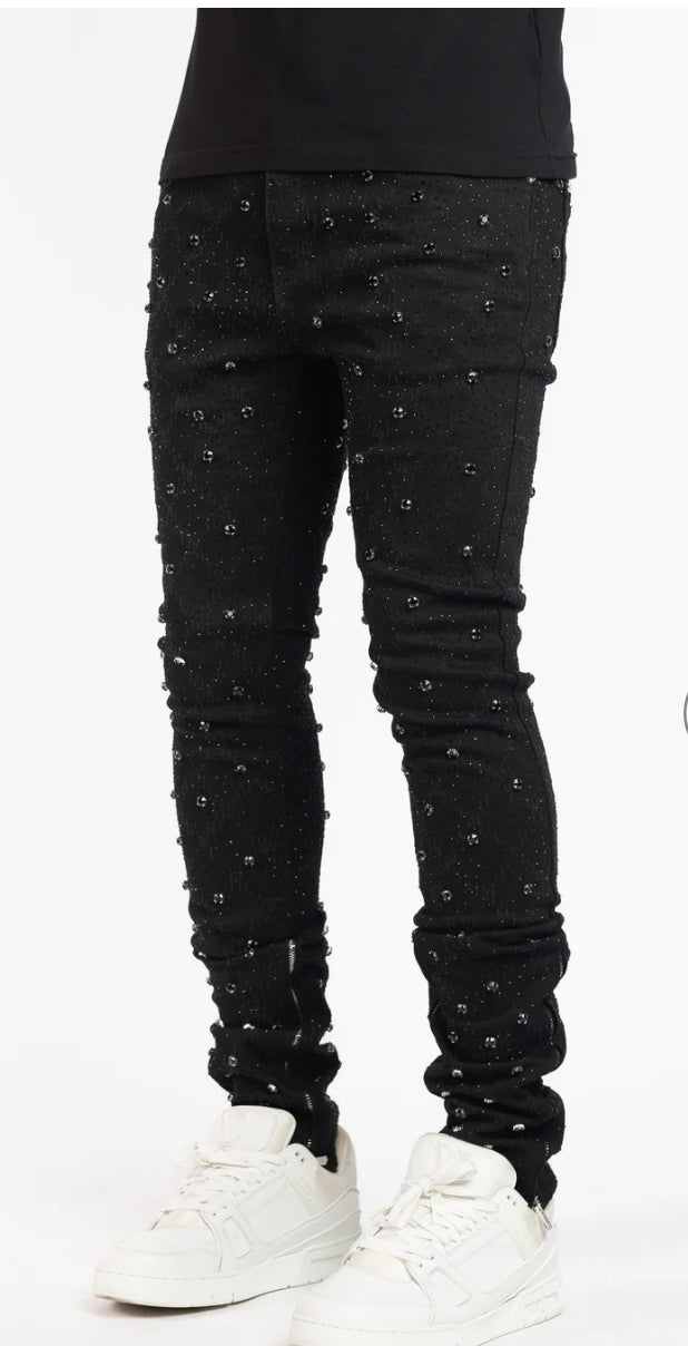 GUAPI-ALL BLACK EMBELLISHED DENIM V2-296ABEDV2