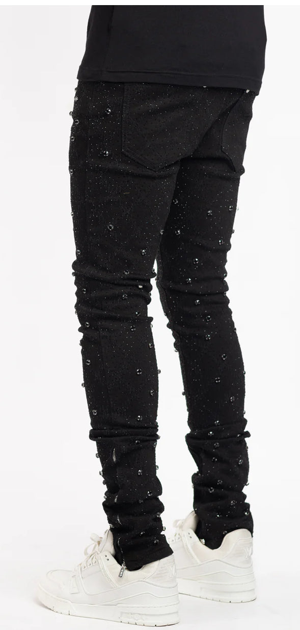 GUAPI-ALL BLACK EMBELLISHED DENIM V2-296ABEDV2