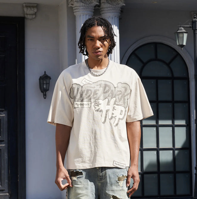 HYDEPARK-Monochrome Tee - Cream