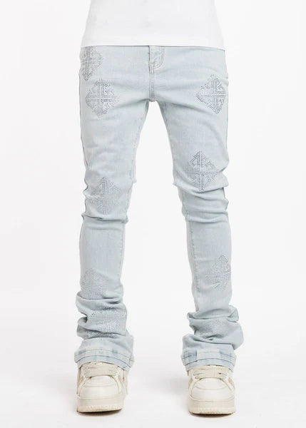Guapi - Icon Embellished Stacked Jeans (Blue)-325ABIED34W