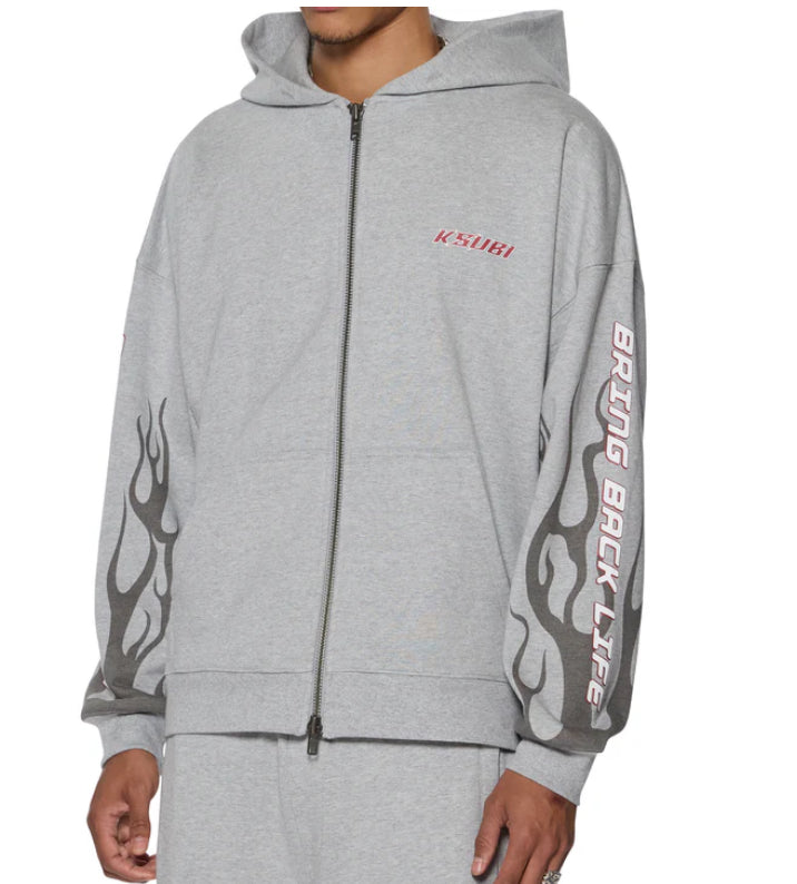 Ksubi - Stinger Ekcess Zip Hoodie Grey Marle - MSP25FL001