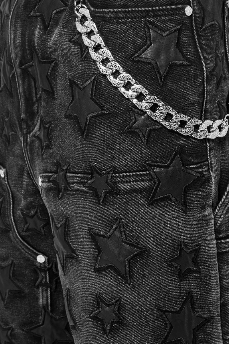 Guapi Obsidian Black Stars Denim Shorts