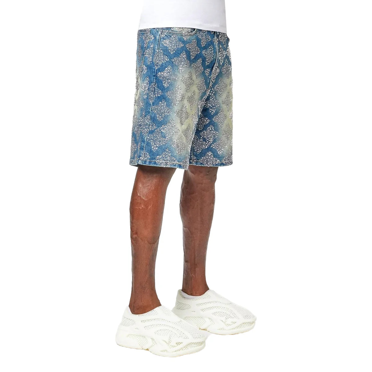 GUAPI VINTAGE BLUE EMBELLISHED DENIM SHORTS