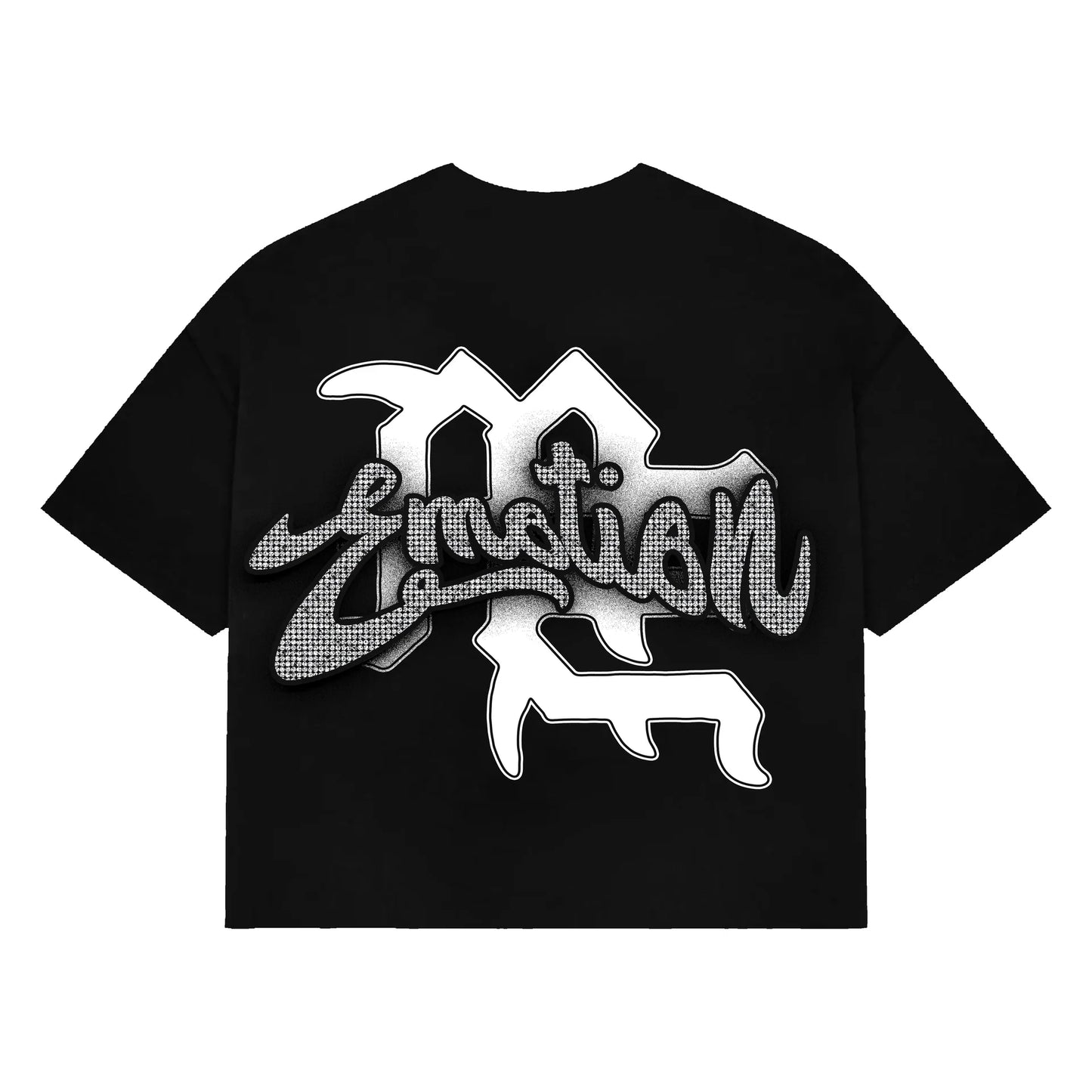 MIXED EMOTION Black “Rhinestone” Cropped Tee
