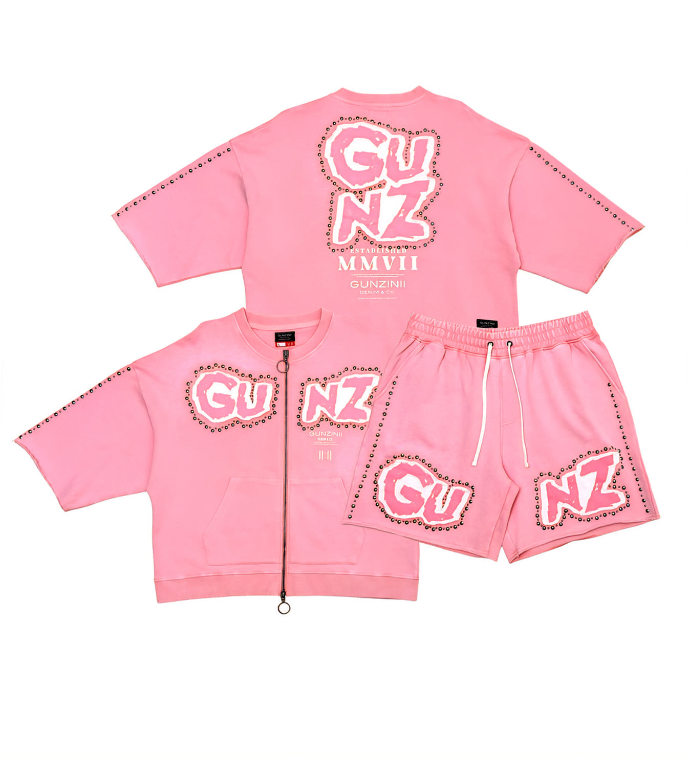 Gunzini Bet On Yourself Full Zip Tshirt Cropped T-shirt & Matching Shorts GZ618