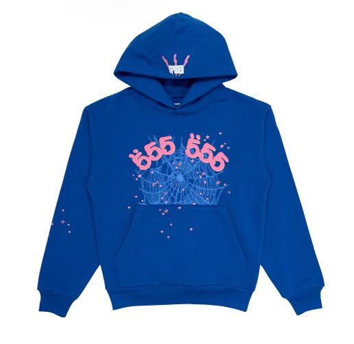 Sp5der -Angel Number Hoodie -SS0FW24BLU