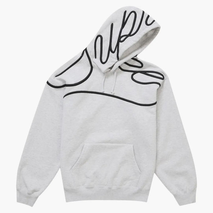 Supreme - Shoulder Script Hooded Sweatshirt Heather Grey
