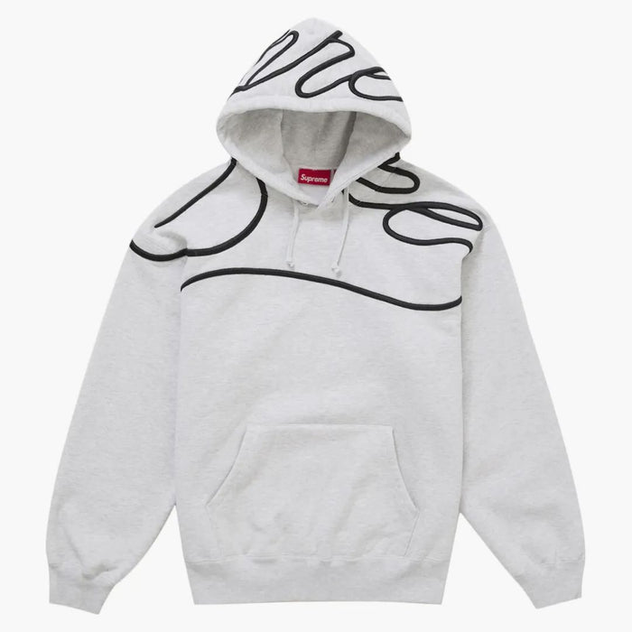 Supreme - Shoulder Script Hooded Sweatshirt Heather Grey