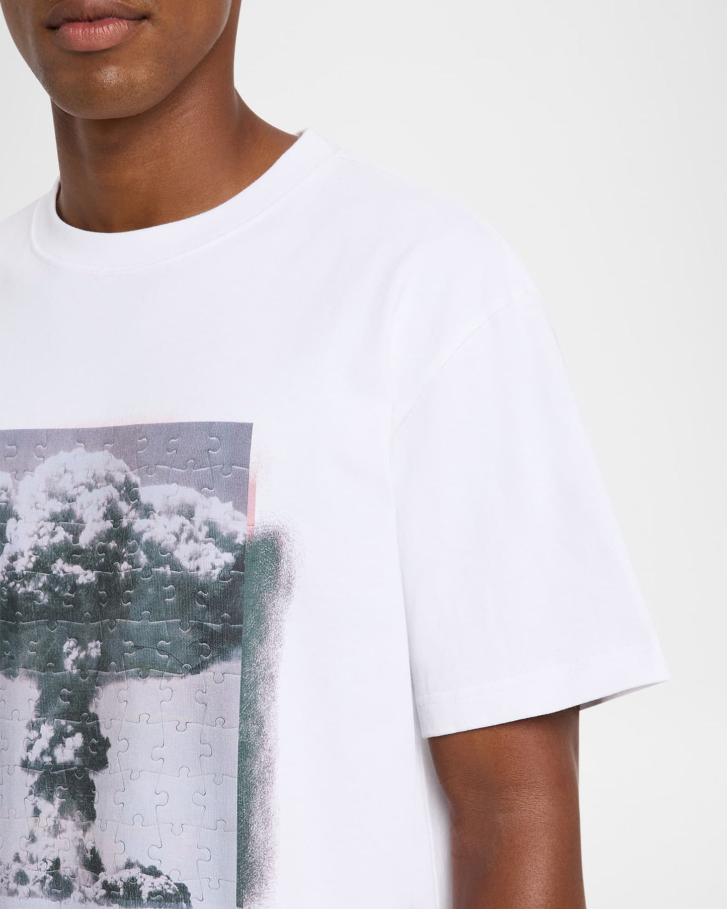 PURPLE Men's Explosion Puzzle Logo Graphic T-Shirt - WHITE - P117-HWMD425
