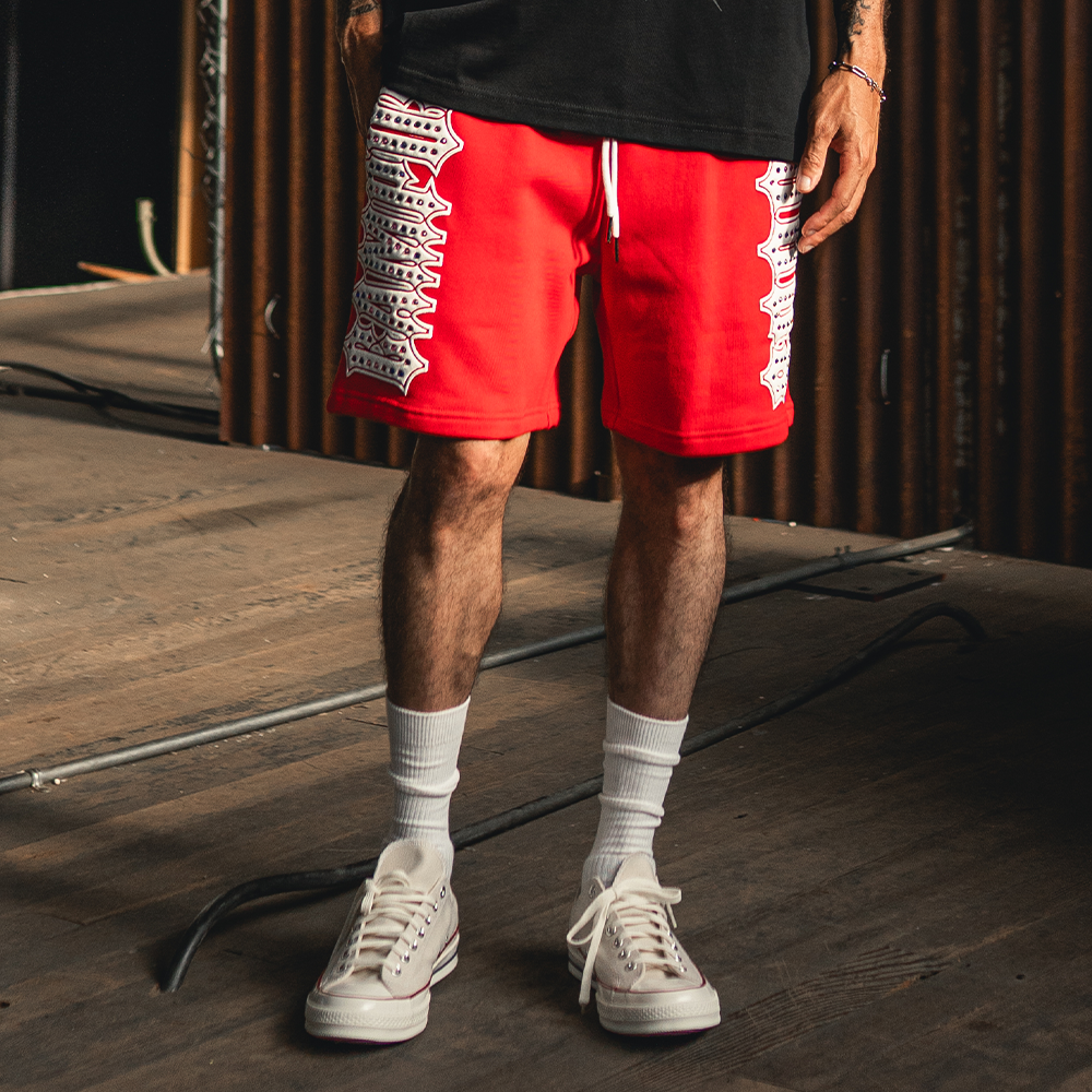 CAMPUS - Vengeance Gemstone Sweat Shorts (Red) - CG-F25-17