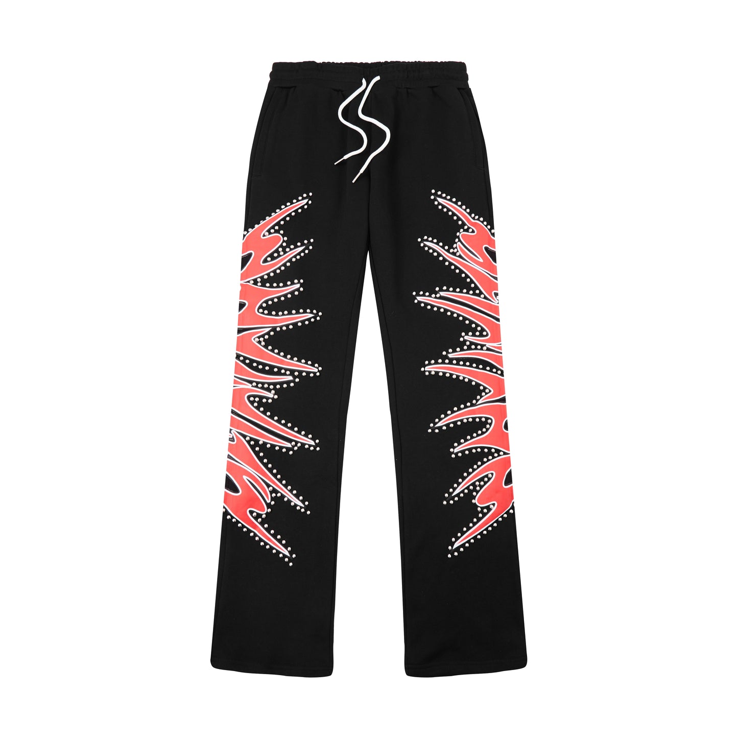 CAMPUS - Misfit Studded Terry Flare Sweatpants (Black) - CG-F25-014