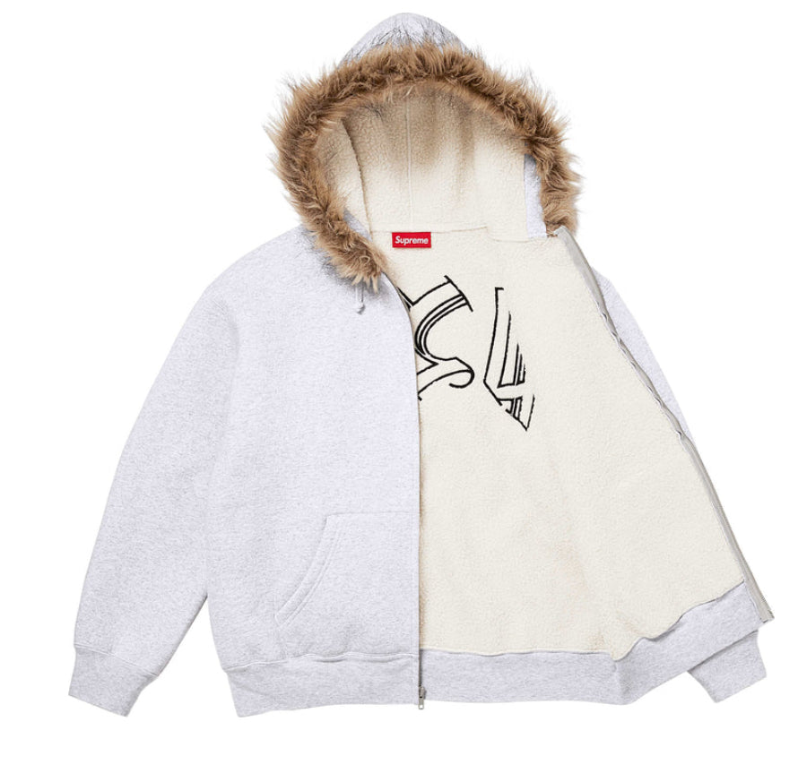 SUPREME- Faux Fur Zip Up Hooded Sweatshirt -FW25SW23