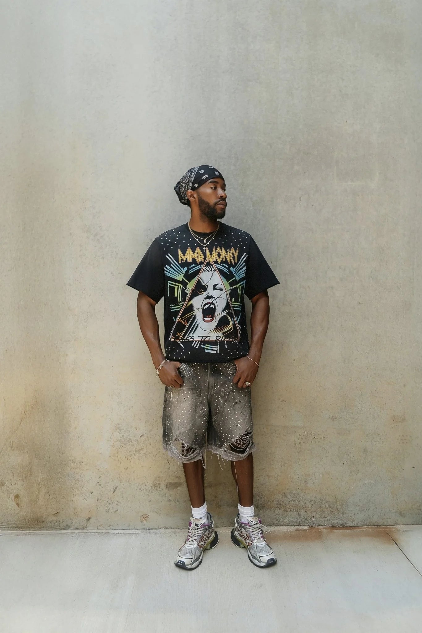 CRYSTALIZED SHORTS IN SPLATTER GRAY