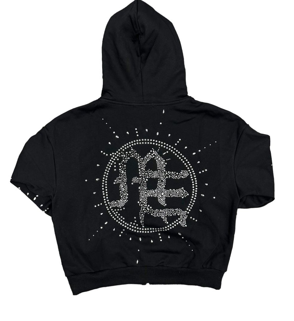 MIXED EMOTION-Eclipse’ Black Rhinestone Hoodie