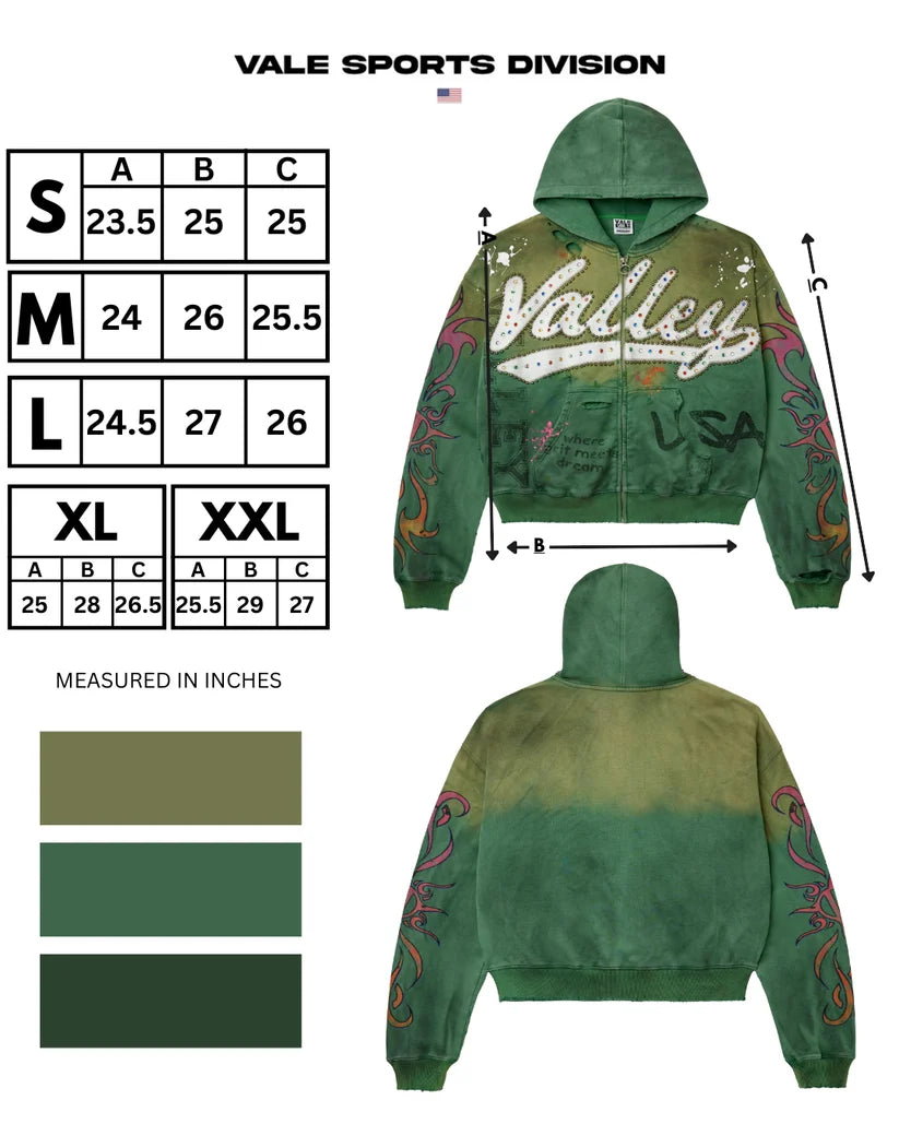 VALLEY DREAMS VALE FOREVER INFERNO ZIP UP HOODIE