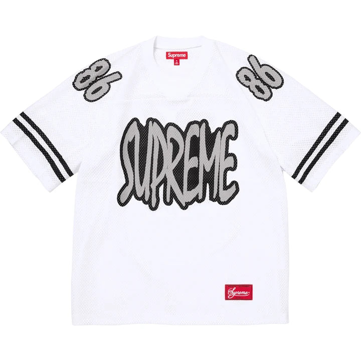 Supreme white reflective football jersey