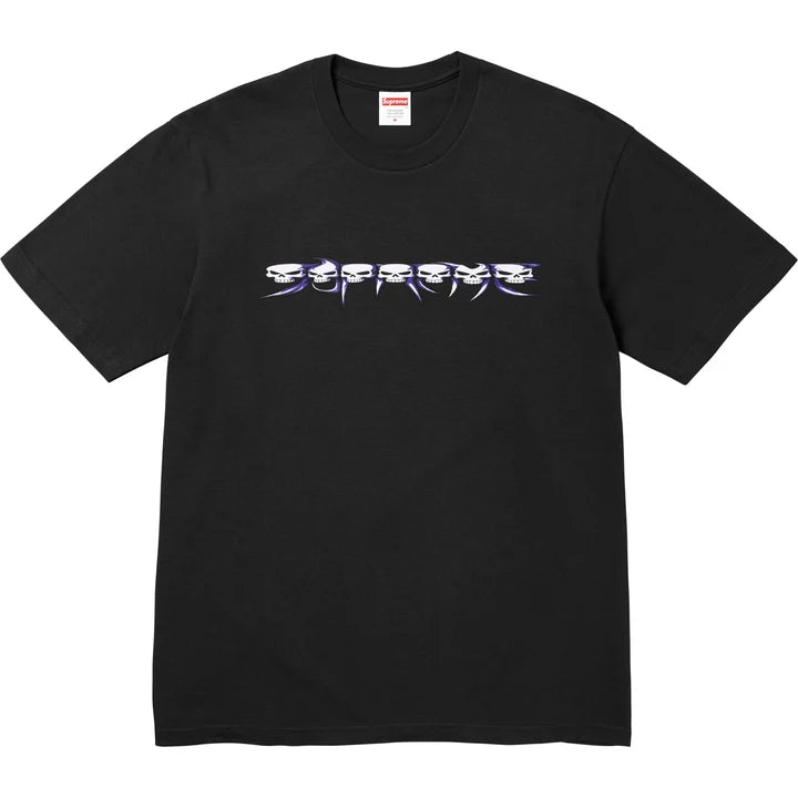 Supreme black Skulls Spellout Tee