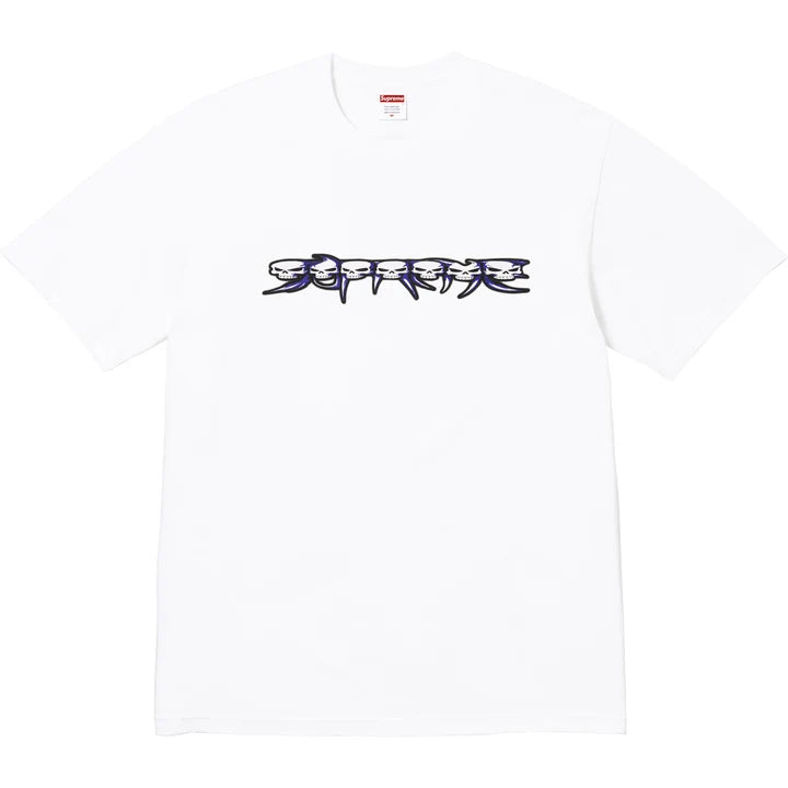 Supreme White Skulls Spellout Tee